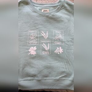 PACT Sweatshirt Sage Green Herb Organic Cotton Pullover Parsley Rosemary Small